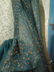 Peacock Green Embroidered Saree