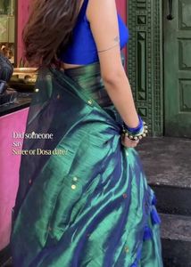 Royal Blue Tissue Silk Saree with Elegant Tassels