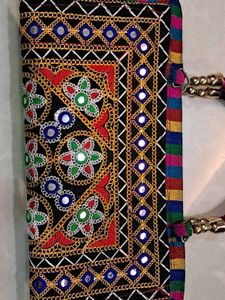 Embroidered Clutch Bag with Mirror Work