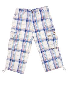 Men's Cargo Capri | Check Print | Cotton Ble