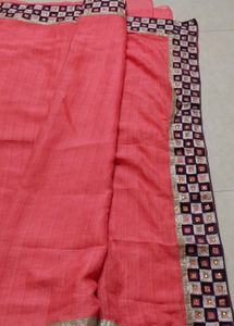 Elegant Pink Saree with Embellished Border