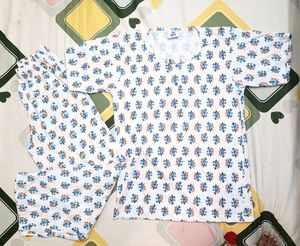 Floral Print Cotton Night Suit Set