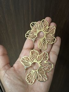 Golden Floral Statement Earrings