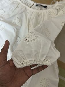 Elegant White Broderie Anglaise Top