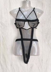 I. Sheer Black Mesh Teddy