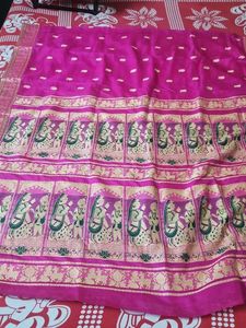Baluchari pure silk Pink saree