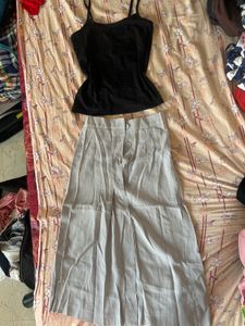 Button-Front Midi Skirt