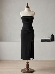 H&M Black Strapless Midi Dress