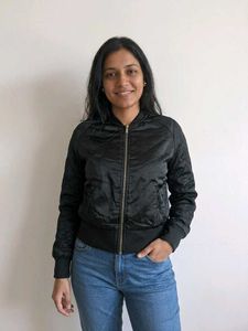 Women's Stylish Black Bomber Jacket Fixed Price