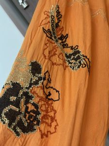 Orange Embroidered designer top