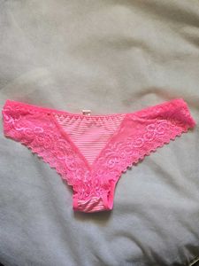 Pink Striped Lace Trim Briefs