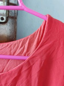 Coral Blouse with Long Sleeves