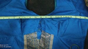 Blue Striped Saree Blouse