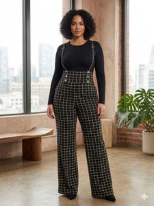 Chic Plaid Jumpsuit with Suspenders