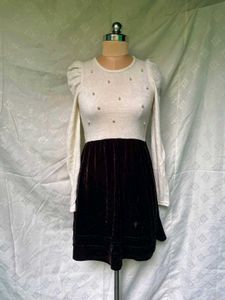 Chic Pearl Embellished Velvet Dress