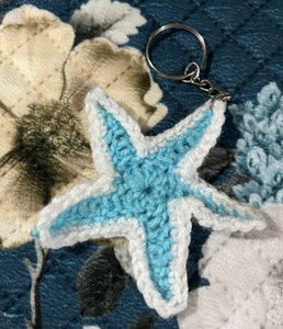 Handmade Crochet Starfish Keychain