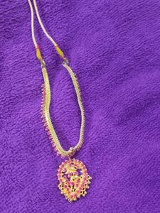 Elegant Gold-Plated Pink stone Necklace
