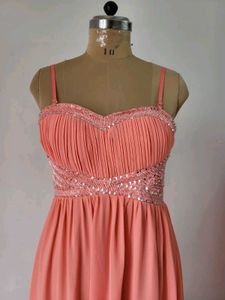 New Elegant Coral Maxi Dress