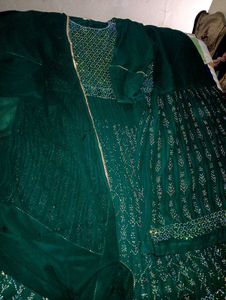 Green Embellished sharara suit