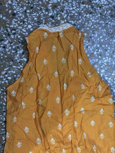 Mustard Yellow Printed Kurta