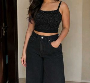Sparkly Black Spaghetti Strap Top