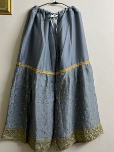 Elegant Navy Blue Embroidered Garara Set