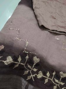 Elegant Brown &amp; Beige Saree with Blouse