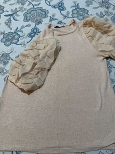 Zara Women's Light Peach Knit Top