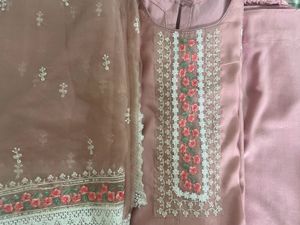 Elegant Pink Kurta set with Organza Dupatta
