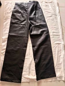 Shiny Black Wide-Leg Pants