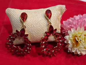 Exquisite Red Crystal Drop Earrings