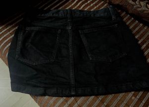Mango Black Rustic Denim Mini Skirt