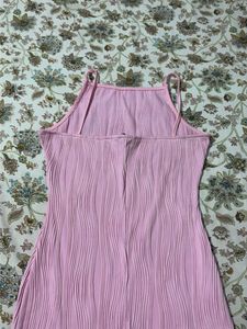 Pretty Pink Pleated Long Dress