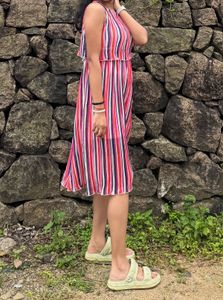 Striped Sleeveless Midi Dress