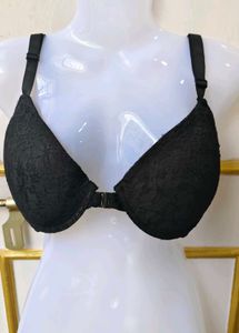 Black Lace Front-Close Bra