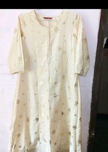 Elegant Beige Kurta with Gold Detail