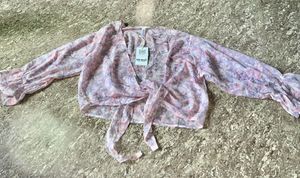 Combo of 3 Sheer Pink Floral Crop Top &amp; Blouse