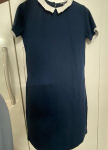 Navy Blue Dress with White Collar