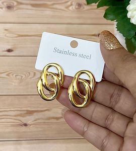 Gold Tone Interlocking Hoop Earrings