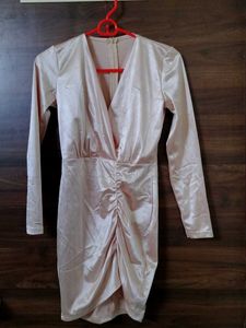 Chic Ruched Satin Mini Dress
