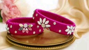 Designer Silk Bangles with Mirror Work