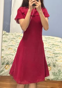 Elegant Red Fit &amp; Flare Dress