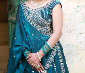 Stunning Teal Embroidered Lehenga Choli