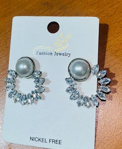 Elegant Pearl &amp; Crystal Hoop Earrings