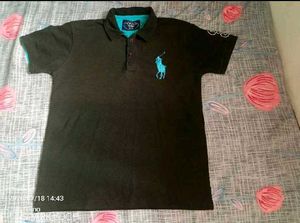 Classic Black Polo Shirt with Teal Accents