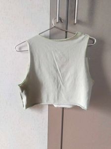 Green Patchwork Crop Top