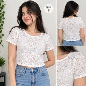 Elegant White Lace Cropped Top