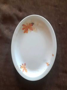Oval Serving Plate with Floral Design
