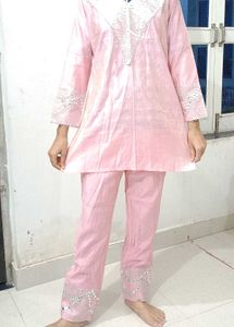 wedding baby pink embroidery kurti set