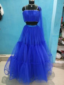 Royal Blue Net Lehenga Choli
